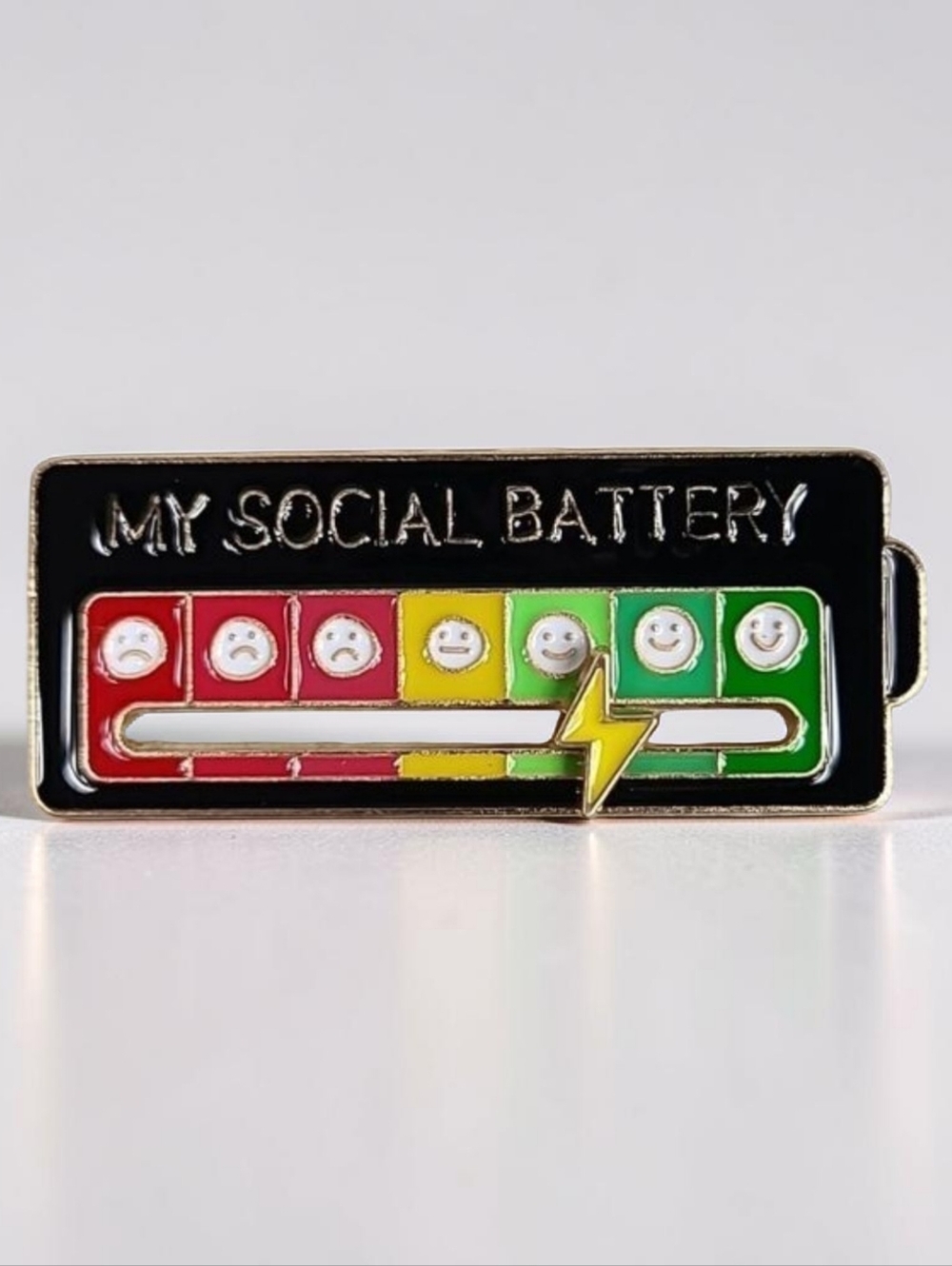 Social Battery Enamel Pin Introvert Mood Meter Lapel Pin Novelty Badge Whimsy